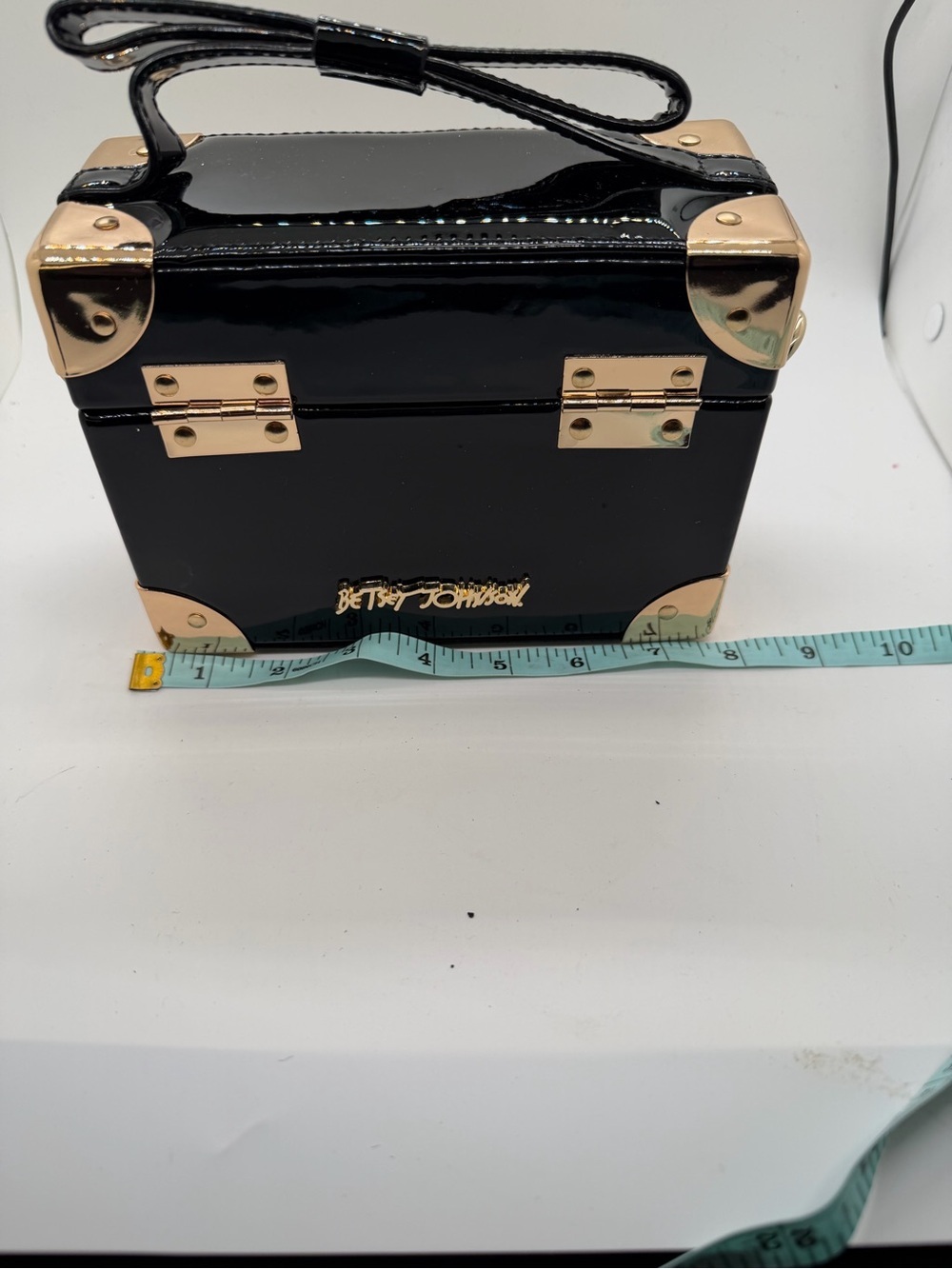 Betsey Johnson Black Mini Star-Studded Box Bag with Gold Accents - Picture 3 of 4